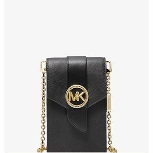 Michael Kors Black Leather Phone Crossbody Bag